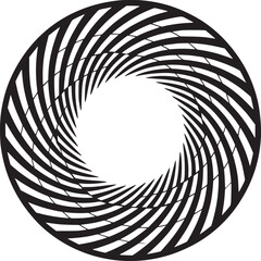 Obraz premium A black and white optical illusion of a circle with swirling lines creating a vortex effect design art