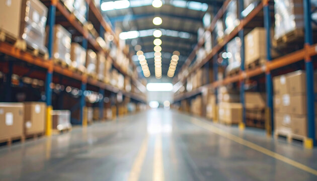 Abstract defocused view of industrial storage facility with copy space
