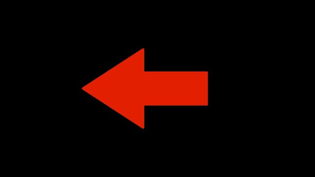 red arrow pointing left on Black background, Animated arrow pointing down on black background