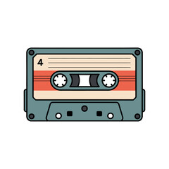 Obraz premium A colorful illustration of a vintage cassette tape on a white background