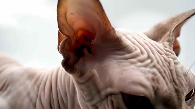 Sphynx Cat Posing Gracefully on a White Background - A Detailed Look.