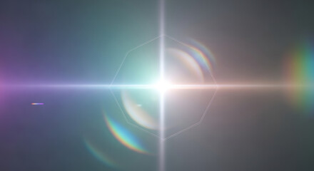 Obraz premium Lens flare photography effect with bright light and rainbow colors