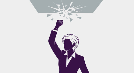 Businesswoman Breaking Through Ceiling