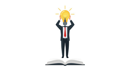 Businessman with lightbulb idea on white background