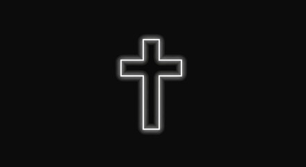 Obraz premium Glowing cross on black background symbol.