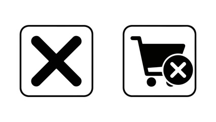 Shopping cart with a cross mark icon, indicating cancellation or removal isolated on white background, Vector, illustration © AYSHA AHSAN