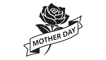 Mother day logo with a rose and banner