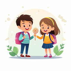 children with flowers