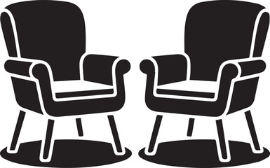 Fototapeta premium Two modern armchairs facing each other indoors with minimalist design and sleek lines