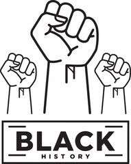 Fototapeta premium Black history month celebration with raised fists symbolizing power unity and resistance alongside bold text proclaiming