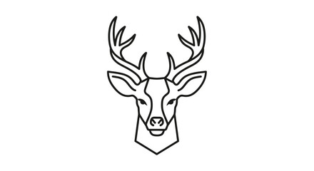 Obraz premium Minimalist black and white deer head illustration with geometric shape.