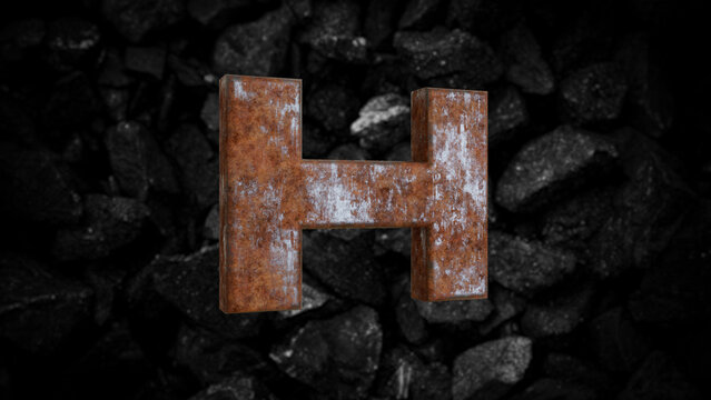 Rusty Metal Font Letter H