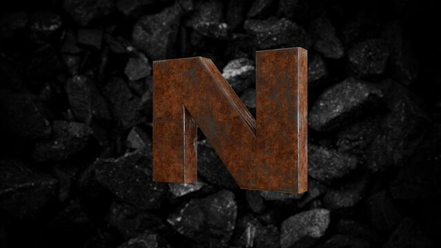 Rusty Metal Font Letter N
