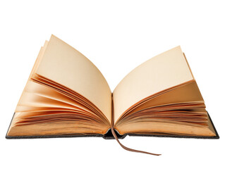 Fototapeta premium An open book with aged pages, evoking a sense of history and the power of knowledge. The book's pages are softly aged, hinting at countless stories read Isolated Transparent Background, PNG