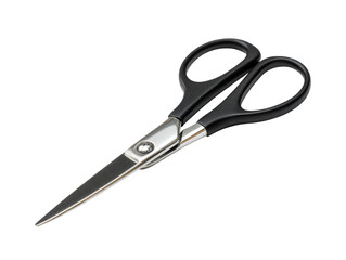 Fototapeta premium A close-up shot of a pair of scissors with black handles. The scissors are sharp and ready to cut Isolated Transparent Background, PNG