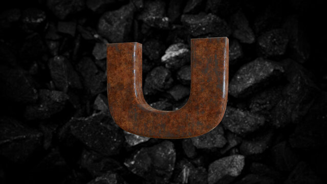Rusty Metal Font Letter U