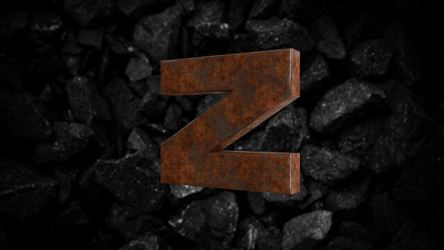 Rusty Metal Font Letter Z