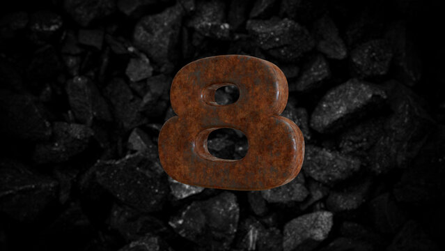 Rusty Metal Font Number 8
