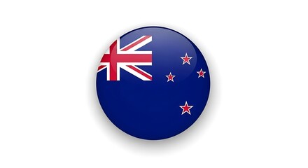Obraz premium New Zealand Flag Sphere Badge Icon With Blue Background And Red Stars