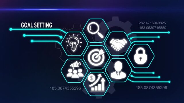 Strategic goal setting and business objective planning for professional achievement and corporate success roadmap.