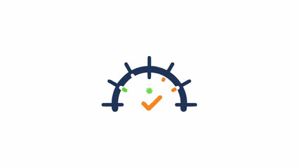 Green checkmark on a gauge.