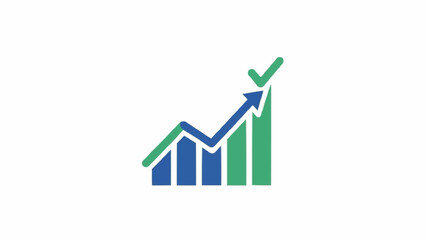 Green checkmark on growing graph chart.