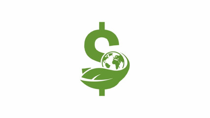 Green dollar sign with leaf earth.