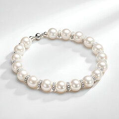 Obraz premium Elegant pearl bracelet featuring perfectly round white pearls.