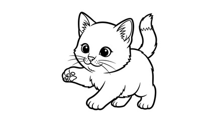 Obraz premium Playful white kitten exploring a cozy space with curious eyes and tiny paws.