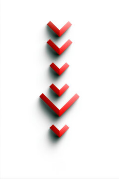 Red descending arrows symbolizing decline trend direction and downward movement