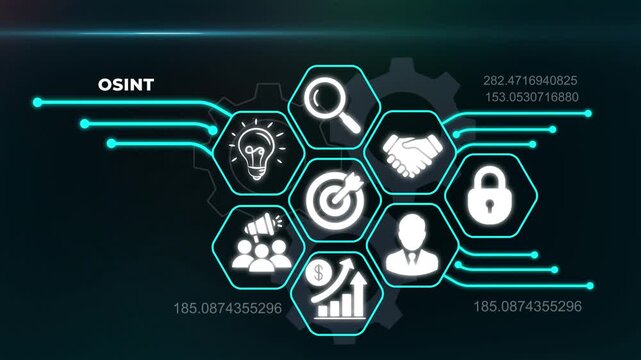 OSINT open source intelligence and digital investigation concept with professional data research and cyber security analysis.