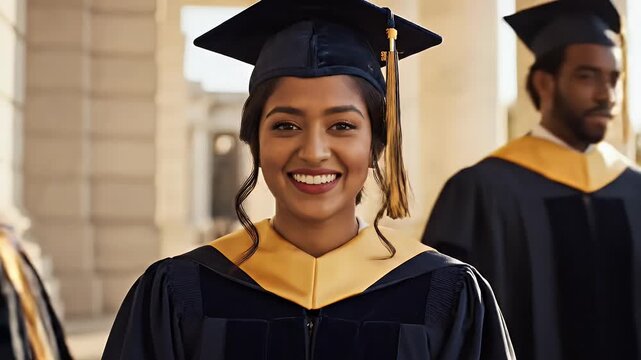 Joyful Graduates Celebrate Commencement Day Together On Campus.