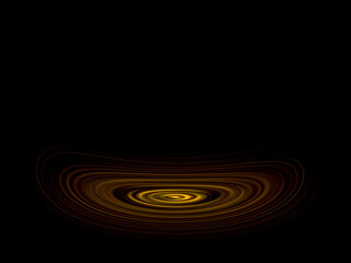 Illustration Radial Product Display Plate Low Perspective Lines Oval Stripes Variation Yellow Center Spot Dark Background.