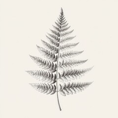 Naklejka premium Detailed graphite rendering of a silver fern in botanical illustration style on white