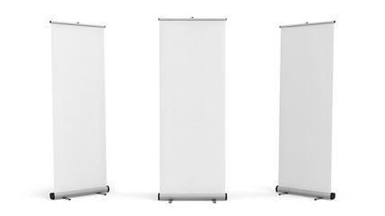 Three blank standing banners