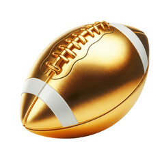 A highly detailed golden american football with white stripes presented with a sleek design on transparent background