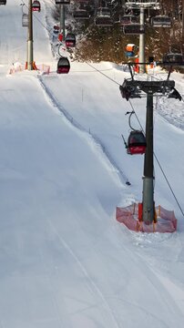 PKL Jaworzyna Krynicka Zimą dron 4K, stok narciarski