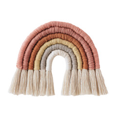 A beautifully crafted decorative rainbow made of colorful yarn