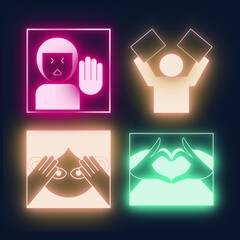 Simple Neon People Icons Set