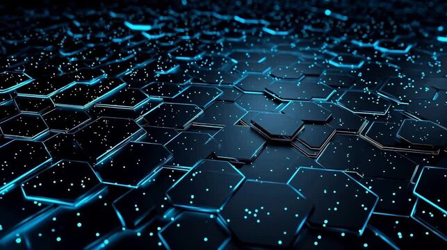 Abstract Hexagonal Pattern with Blue Glow