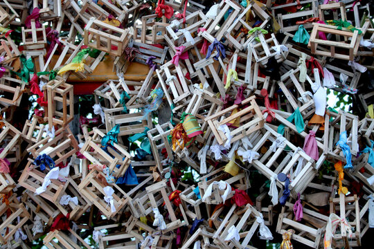 Wooden Miniature Cradles and Prayer Ribbons at Koneswaram