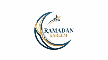 Obraz premium Ramadan Kareem Logo with Crescent Moon and Star Emblem for Celebration.