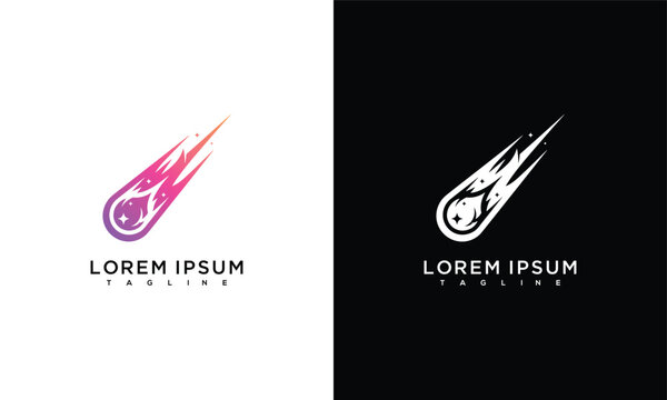 Meteor Logo Design - Space Comet Icon Cosmic Symbol Celestial Branding.