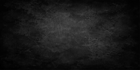 A dark and moody vintage backdrop featuring a rough, scratched concrete wall texture with a dirty black and gray grunge surface for an old industrial design