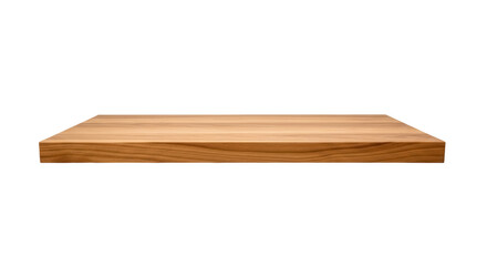 Wooden shelf isolated PNG on transparent background, natural wood grain texture for product display and interior design mockups © Viktor
