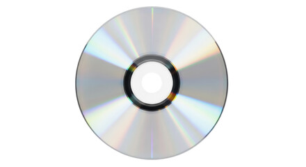 Silver compact disc isolated PNG on transparent background, blank CD or DVD for data storage and music, shiny optical media for digital content