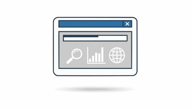 Browser Window with Bar Graph Icons.