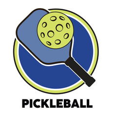 Pickleball graphic design With Racket paddle and Ball