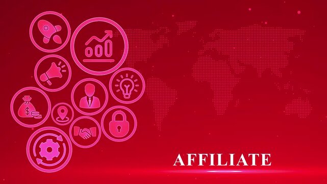 Digital Marketing Concepts With World Map And Business Icons On Red Background social media strategy