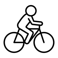 Obraz premium Vintage black silhouette illustration of a person on a bicycle vector icon featuring a cyclist pedaling for sport exercise and healthy transportation isolated on a white background